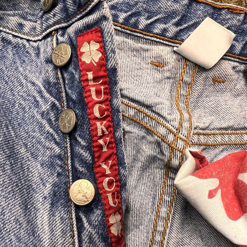 Original, mid 90s, made in the USA, wide leg Lucky jeans.